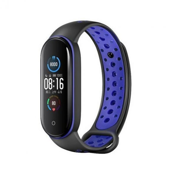 Beline pasek Design Mi Band 7/6/5 czarno-niebieski /negru-albastru