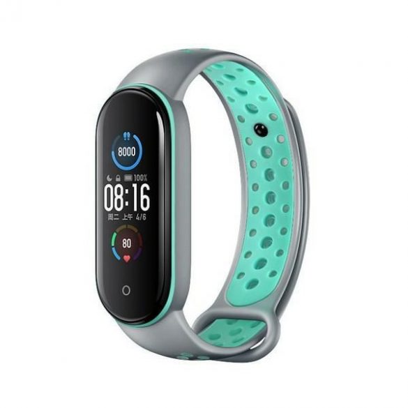 Beline pasek Design Mi Band 7/6/5 szaro-zielony /gri-verde