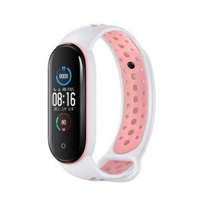 Beline pasek Design Mi Band 7/6/5 biało-różowy /alb-roz