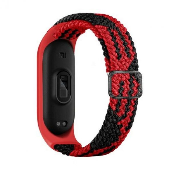 Beline pasek Mi Band 8 Nylon czarno-czerwony/negru-rosu