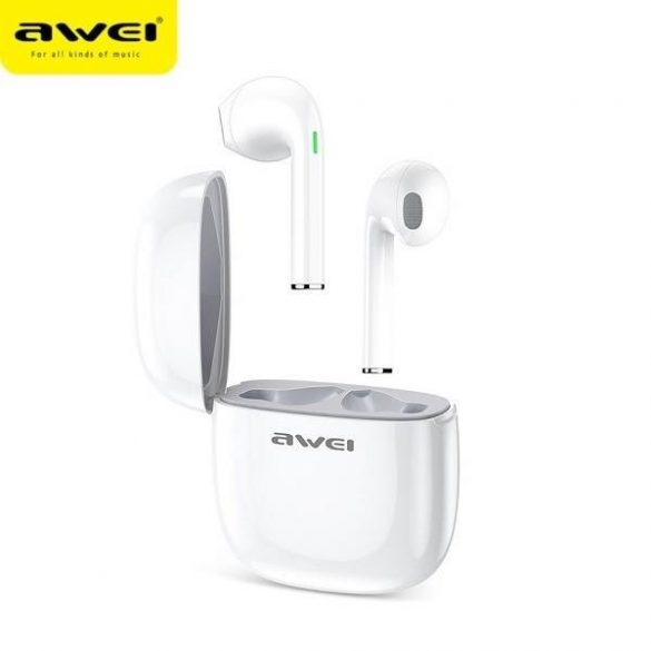 AWEI Căști Bluetooth 5.0 T28 TWS + docking station alb/alb