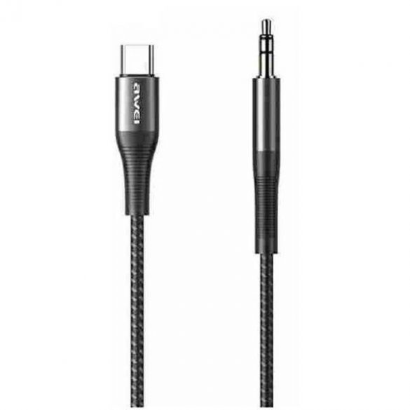 Adaptor AWEI CL-116T USB-C/Jack 3.5 czarny/negru