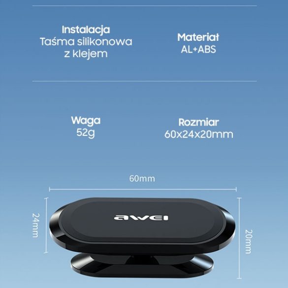 AWEI suport magnetic pentru mașină X20 pentru cockpit gri/gri metalizat