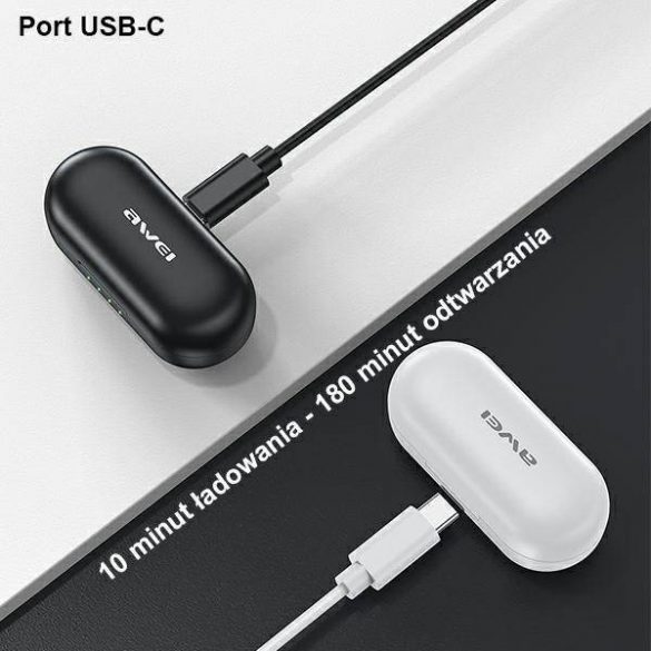 AWEI Căști Bluetooth 5.1 T13 Pro TWS + docking negru/negru