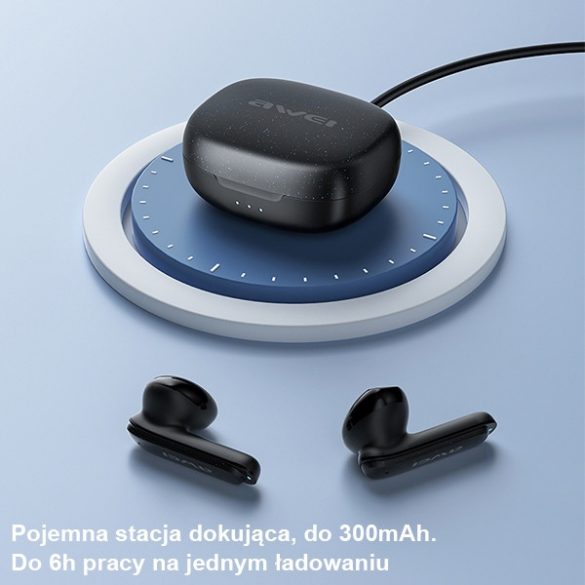 AWEI słuchawki Bluetooth 5.3 T66 TWS + stacja dokująca czarny/black