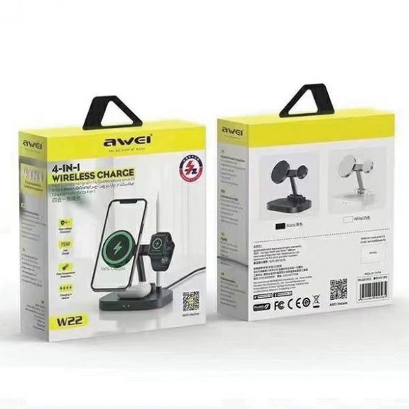 AWEI inductiv 4in1 W22 15W încărcare rapidă negru/negru