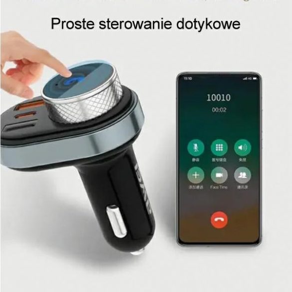 AWEI zestaw głośnomówiący C-843 z transmiterem FM, Bluetooth 5.0, MP3, 1xUSB+1xUSB-C czarny/negru