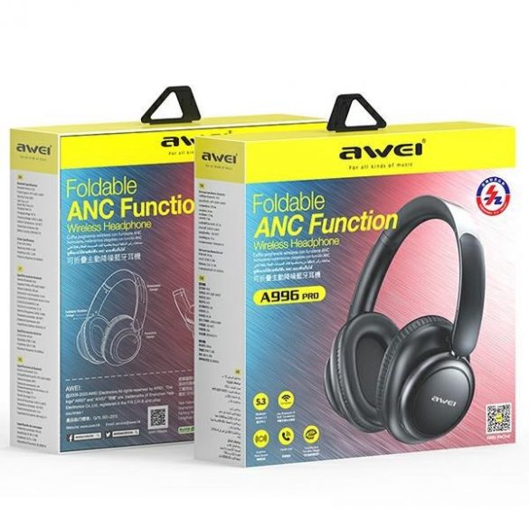 AWEI słuchawki nauszne A996 Pro ANC Bluetooth czarny/negru