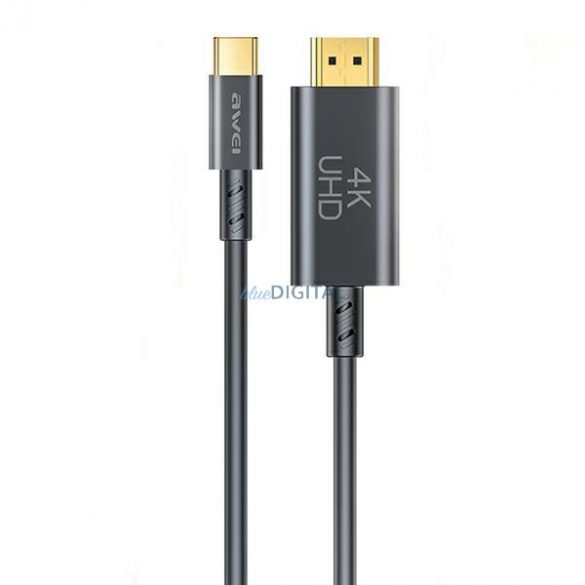 AWEI kabel CL-212T USB-C și HDMI 4K 30Hz czarny/negru