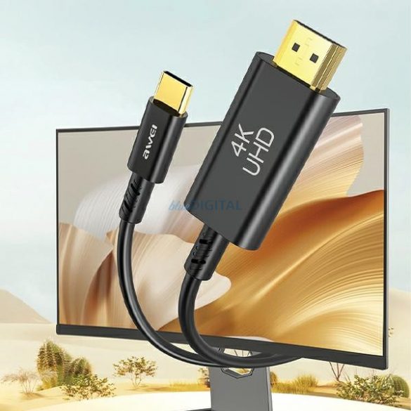 AWEI kabel CL-212T USB-C și HDMI 4K 30Hz czarny/negru