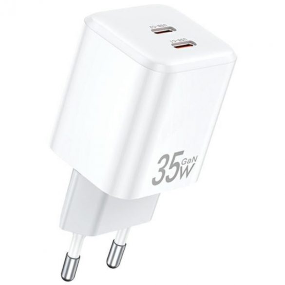 AWEI ład. siec. PD65-EU 35W 2x USB-C biała/alb GaN