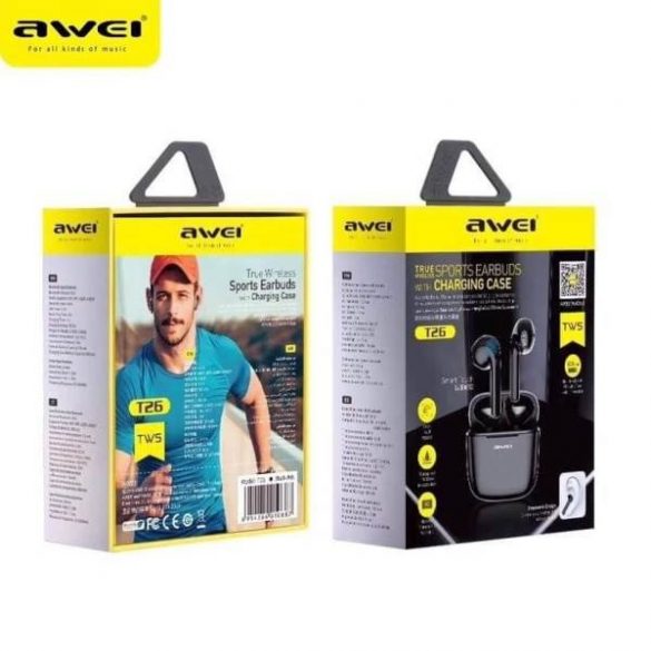 AWEI Bluetooth 5.0 T26 Căști TWS + docking negru/negru