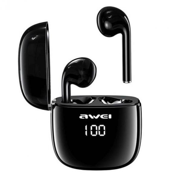 Căști AWEI Bluetooth 5.0 T28P TWS + docking station negru/negru