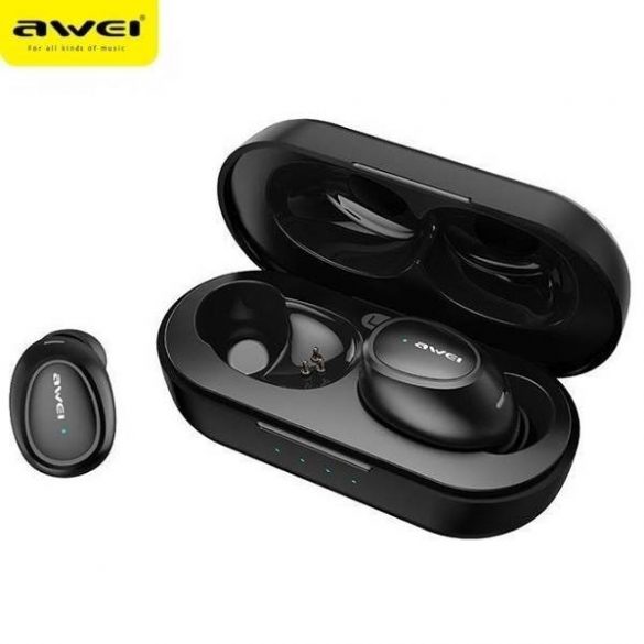 AWEI Căști Bluetooth 5.0 T16 TWS + dock negru/negru