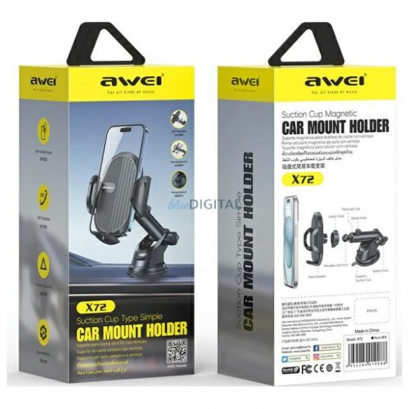 Suport auto AWEI X72 pentru tabloul de bord - negru