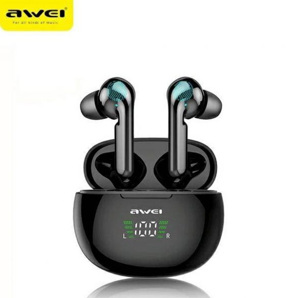 AWEI Căști Bluetooth 5.0 T15P TWS + dock negru/negru