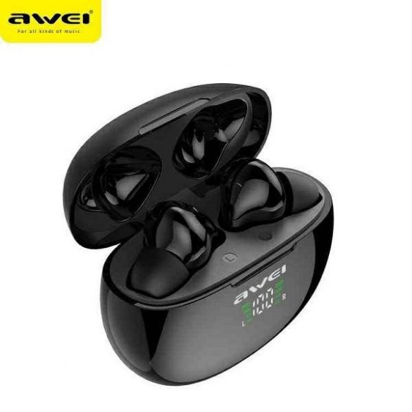 AWEI Căști Bluetooth 5.0 T15P TWS + dock negru/negru