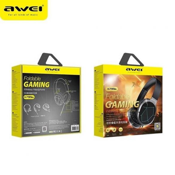 AWEI gaming căști Bluetooth A799BL căști de gaming in-ear cu microfon negru/negru