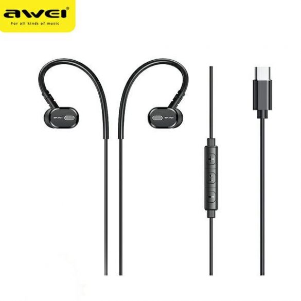 AWEI słuchawki stereo TC-6 USB-C czarny/negru