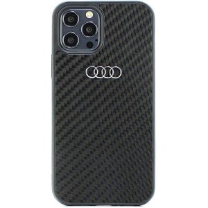 Audi Carbon Fiber iPhone 12/12 Pro 6.1 negru / negru hard Husă AU-TPUPCIP12P-R8/D2-BK"