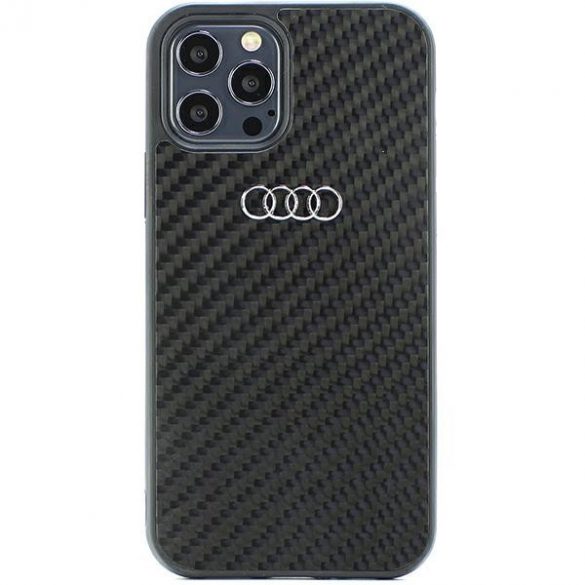 Audi Carbon Fiber iPhone 12/12 Pro 6.1 negru / negru hard Husă AU-TPUPCIP12P-R8/D2-BK"