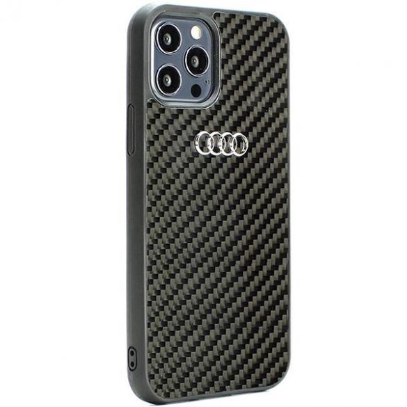 Audi Carbon Fiber iPhone 12/12 Pro 6.1 negru / negru hard Husă AU-TPUPCIP12P-R8/D2-BK"