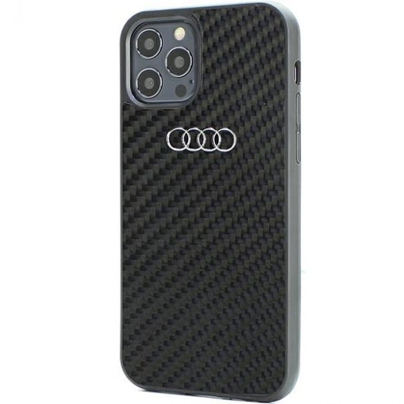 Audi Carbon Fiber iPhone 12/12 Pro 6.1 negru / negru hard Husă AU-TPUPCIP12P-R8/D2-BK"