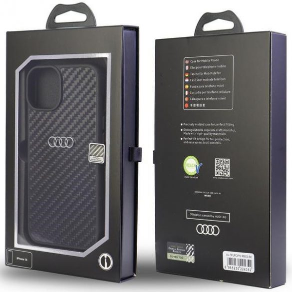 Audi Carbon Fiber iPhone 12/12 Pro 6.1 negru / negru hard Husă AU-TPUPCIP12P-R8/D2-BK"