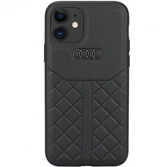 Audi Genuine piele iPhone 12/12 Pro 6.1 negru / negru hard Husă AU-TPUPCIP12P-Q8/D1-BK"