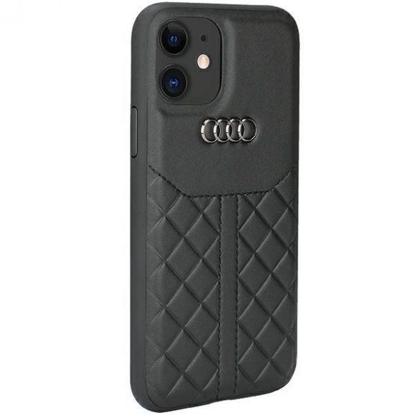 Audi Genuine piele iPhone 12/12 Pro 6.1 negru / negru hard Husă AU-TPUPCIP12P-Q8/D1-BK"