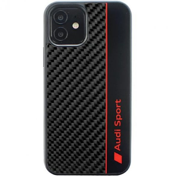 Husă rigidă Audi Carbon Fiber Stripe iPhone 12/12 Pro 6.1 czarny/negru AUS-TPUPCIP12P-R8/D1-BK"