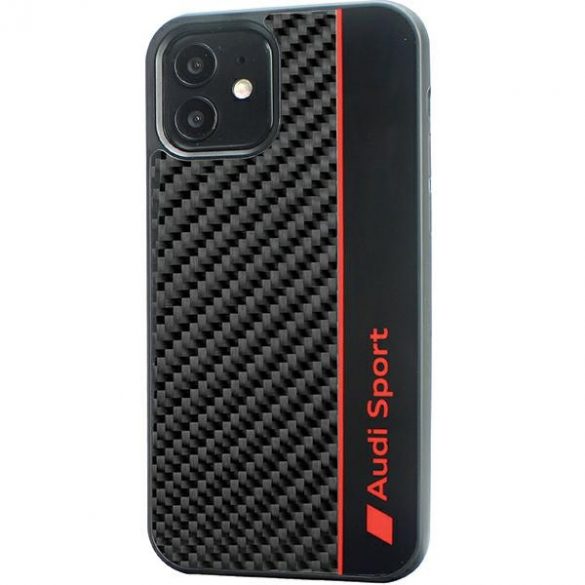 Husă rigidă Audi Carbon Fiber Stripe iPhone 12/12 Pro 6.1 czarny/negru AUS-TPUPCIP12P-R8/D1-BK"