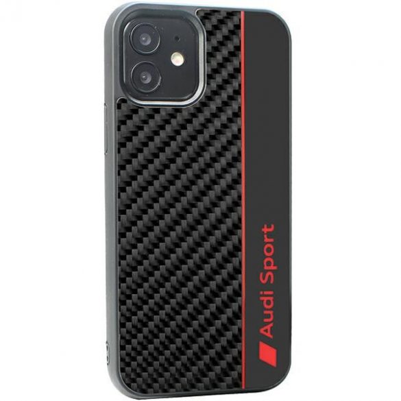 Husă rigidă Audi Carbon Fiber Stripe iPhone 12/12 Pro 6.1 czarny/negru AUS-TPUPCIP12P-R8/D1-BK"