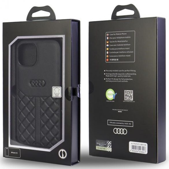 Audi Genuine piele iPhone 11 / Xr 6.1 negru / negru hard Husă AU-TPUPCIP11R-Q8/D1-BK"