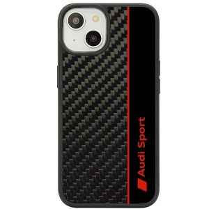 Audi Carbon Fiber Stripe iPhone 14 / 15 / 13 6.1 "negru / negru hard Husă AUS-TPUPCIP14-R8/D1-BK