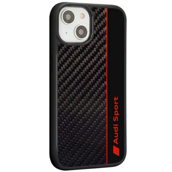 Audi Carbon Fiber Stripe iPhone 14 / 15 / 13 6.1 "negru / negru hard Husă AUS-TPUPCIP14-R8/D1-BK