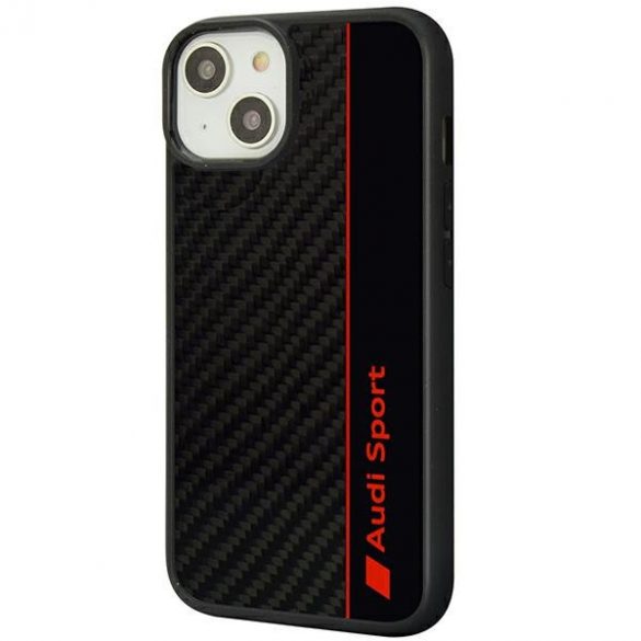 Audi Carbon Fiber Stripe iPhone 14 / 15 / 13 6.1 "negru / negru hard Husă AUS-TPUPCIP14-R8/D1-BK