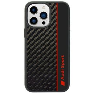 Audi Carbon Fiber Stripe iPhone 14 Pro 6.1 negru / negru hard Husă AUS-TPUPCIP14P-R8/D1-BK"