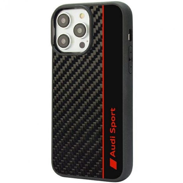 Audi Carbon Fiber Stripe iPhone 14 Pro 6.1 negru / negru hard Husă AUS-TPUPCIP14P-R8/D1-BK"