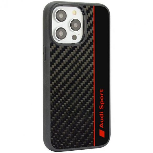 Audi Carbon Fiber Stripe iPhone 14 Pro 6.1 negru / negru hard Husă AUS-TPUPCIP14P-R8/D1-BK"