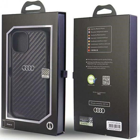 Audi Carbon Fiber iPhone 14 / 15 / 13 6.1 "negru / negru hard Husă AU-TPUPCIP14-R8/D2-BK