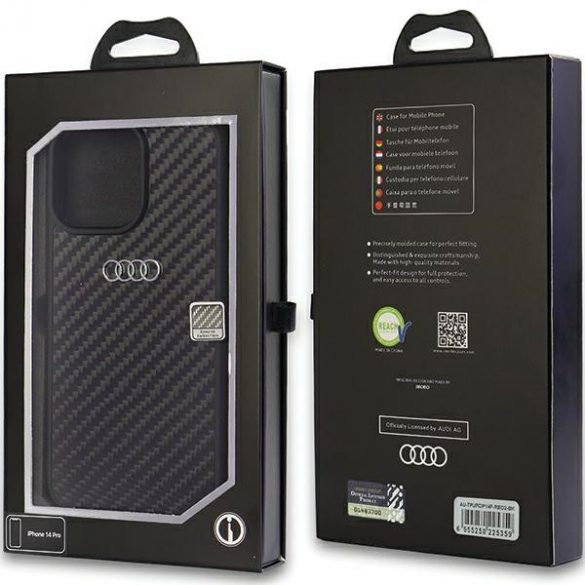 Audi Carbon Fiber iPhone 14 Pro 6.1 negru / negru hard Husă AU-TPUPCIP14P-R8/D2-BK"