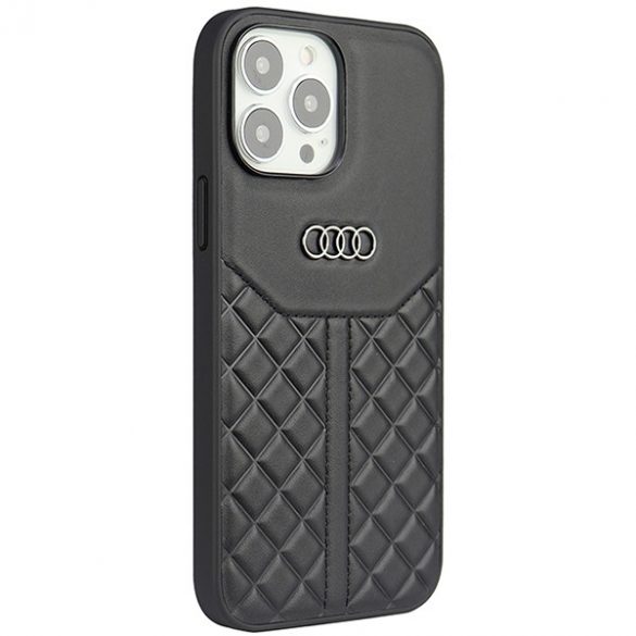 Audi Genuine piele iPhone 13 Pro / 13 6.1 negru / negru hard Husă AU-TPUPCIP13P-Q8/D1-BK"