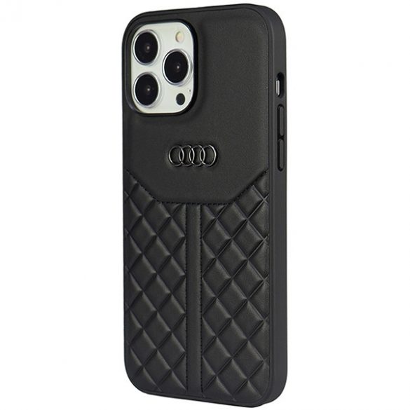 Audi Genuine piele iPhone 13 Pro / 13 6.1 negru / negru hard Husă AU-TPUPCIP13P-Q8/D1-BK"