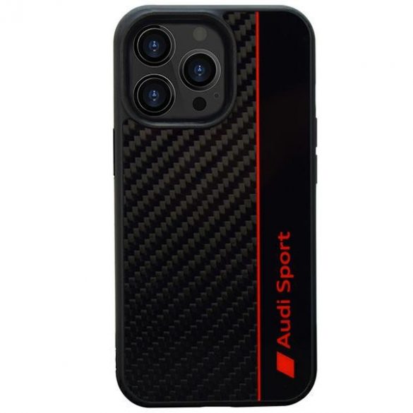 Audi Carbon Fiber Stripe iPhone 13 Pro / 13 6.1 negru / negru hard Husă AUS-TPUPCIP13P-R8/D1-BK"