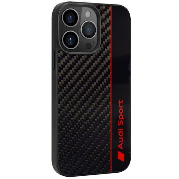 Audi Carbon Fiber Stripe iPhone 13 Pro / 13 6.1 negru / negru hard Husă AUS-TPUPCIP13P-R8/D1-BK"