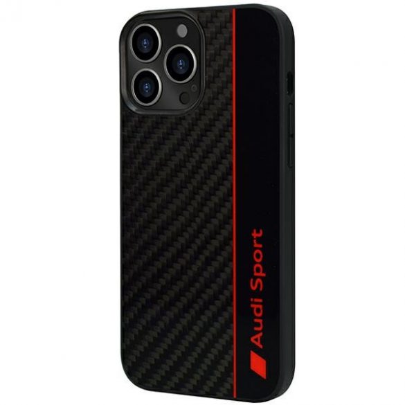 Audi Carbon Fiber Stripe iPhone 13 Pro / 13 6.1 negru / negru hard Husă AUS-TPUPCIP13P-R8/D1-BK"