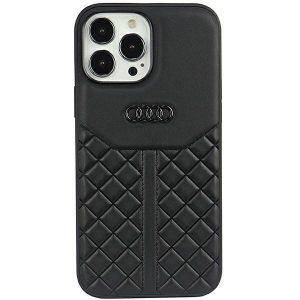 Husă rigidă Audi din piele naturală iPhone 13 Pro Max 6.7, negru/czarny AU-TPUPCIP13PM-Q8/D1-BK"