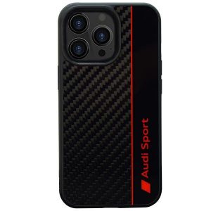 Audi Carbon Fiber Stripe iPhone 13 Pro Max 6.7 negru / negru hard Husă AUS-TPUPCIP13PM-R8/D1-BK"