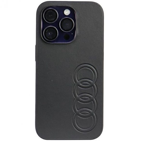 Husă rigidă Audi din piele sintetică iPhone 14 Pro 6.1, neagră/czarny AU-TPUPCIP14P-TT/D1-BK"